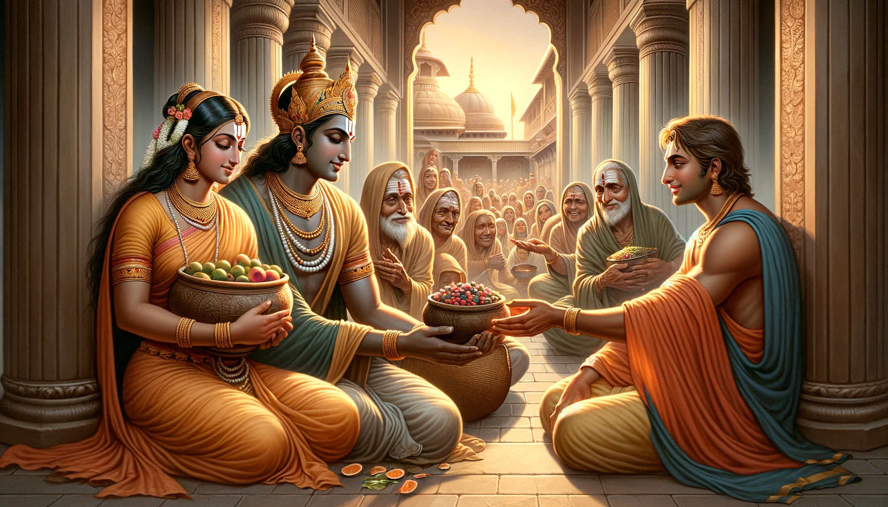 Sita, Rama and Lakshmana Give Away Their Wealth